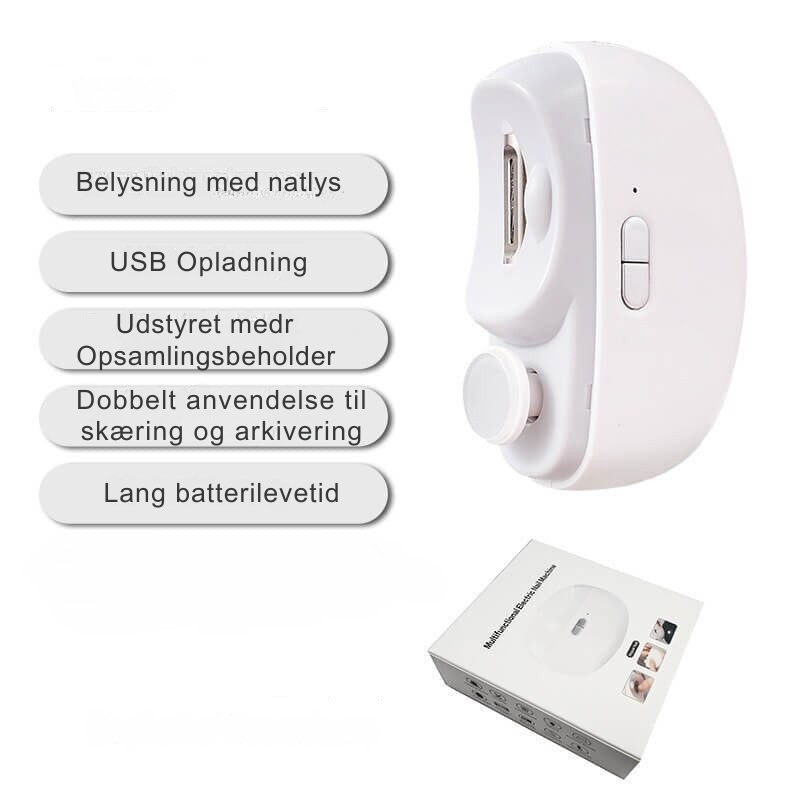 3 i 1 automatisk elektrisk negleklipper med filfunktion