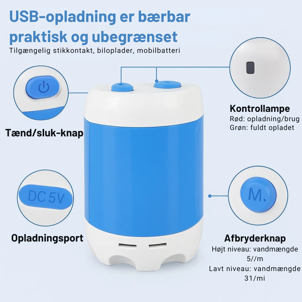Bærbar vandpumpe: Sæt med slange og dyser