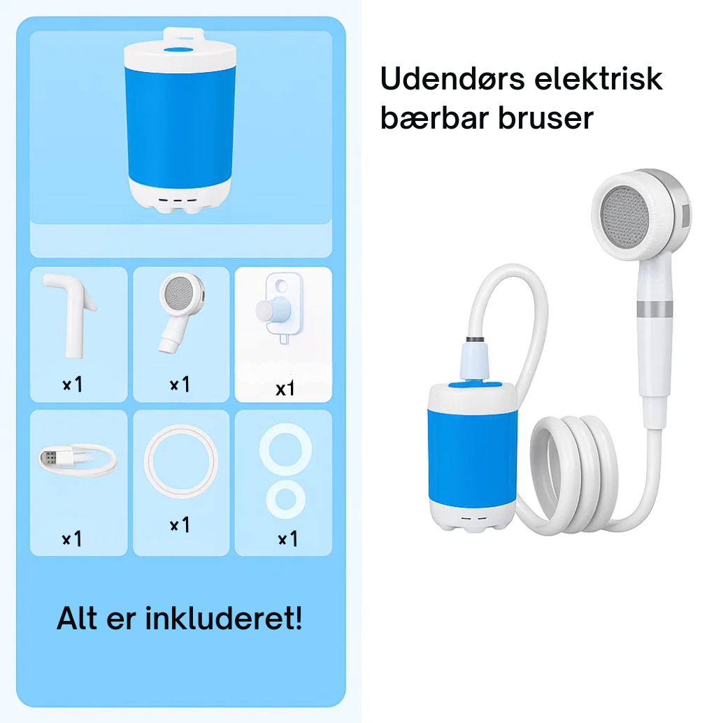 Bærbar vandpumpe: Sæt med slange og dyser